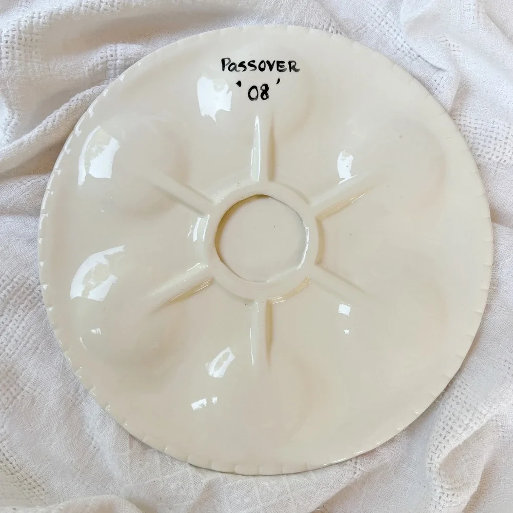 Vintage Hand Painted Ceramic Passover Seder Plate Star of David Judaica 2008